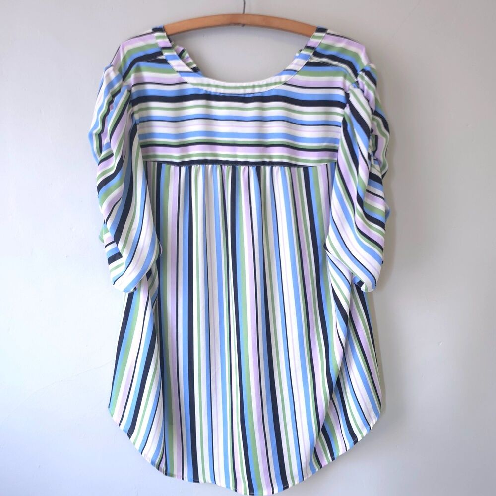 Torrid Harper 3 Button Up Stripe Multicolored Blo… - image 2